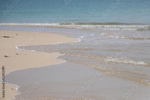 Sand beach and water wave background