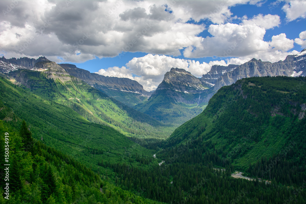 Valley in the mountains of Glacier National Park, Montana