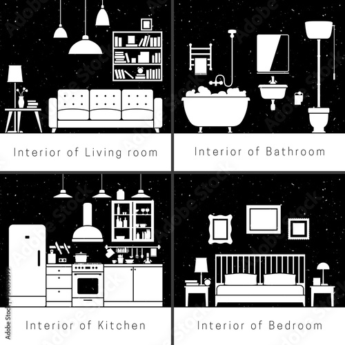 Interior silhouettes of flat rooms