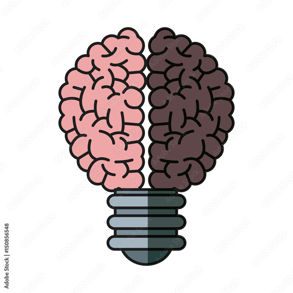 brain bulb inspiration creativity shadow vector illustration brain bulb inspiration creativity shadow vector illustration