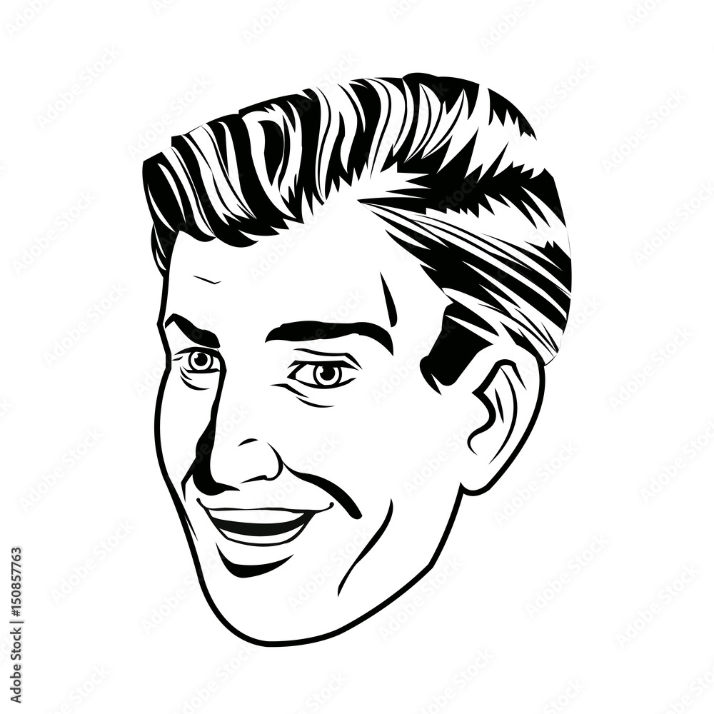 face man smiling expression pop art design vector illustration