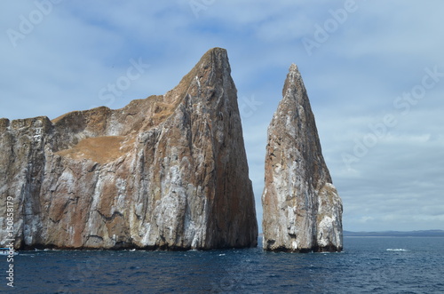 Kicker Rock (Leon Dormido), a striking volcanic rock formation off San Cristobal in the Galapagos Islands, Ecuador