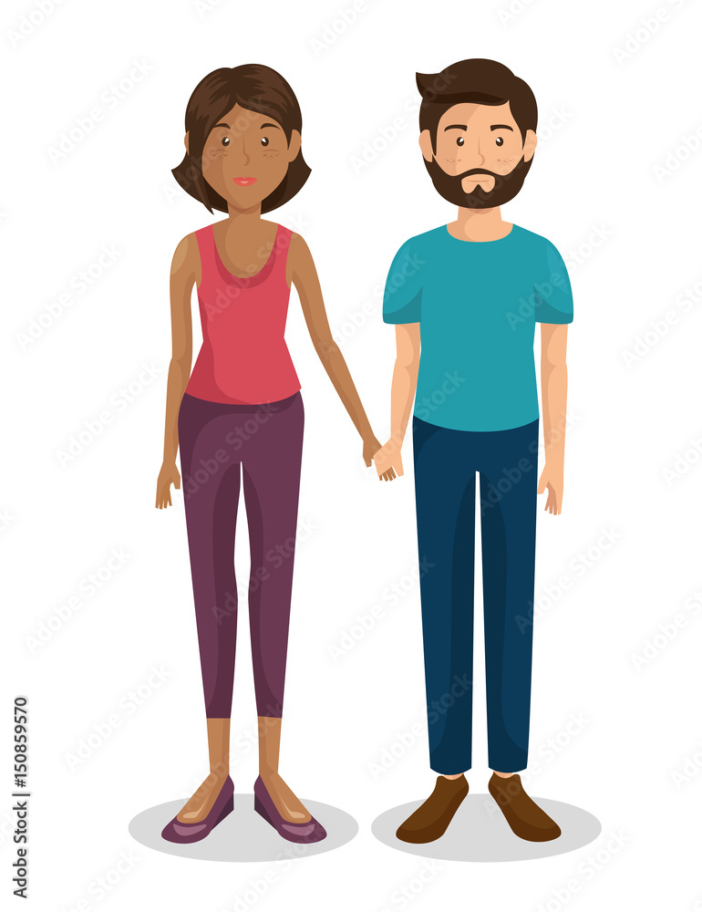 Couple of young parents vector illustration design