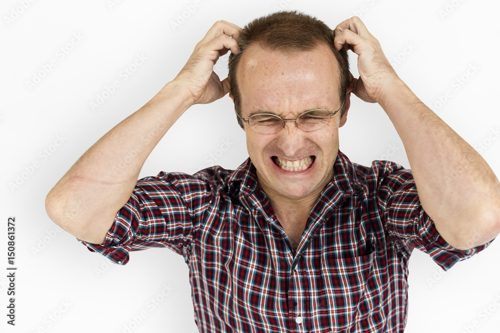 Man Stressed Scratching Head Concept Man Stressed Scratching Head Concept