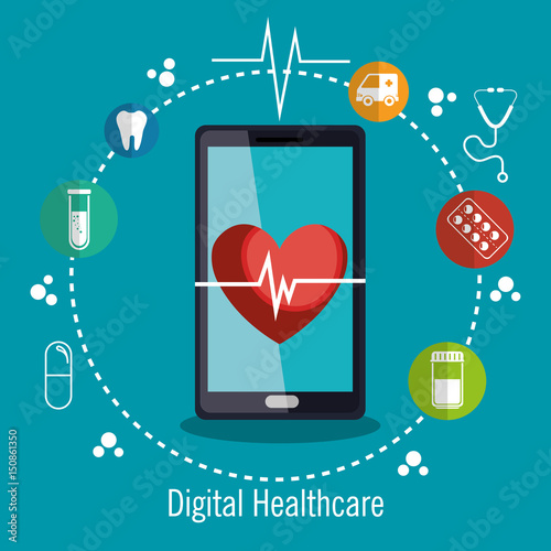 digital healthcare technology icon vector illustration design