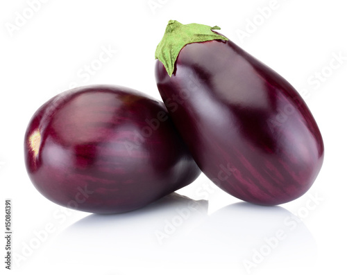 Two brinjal isolated on a white background