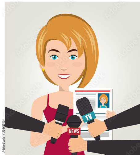 Interview person on news vector illustration design