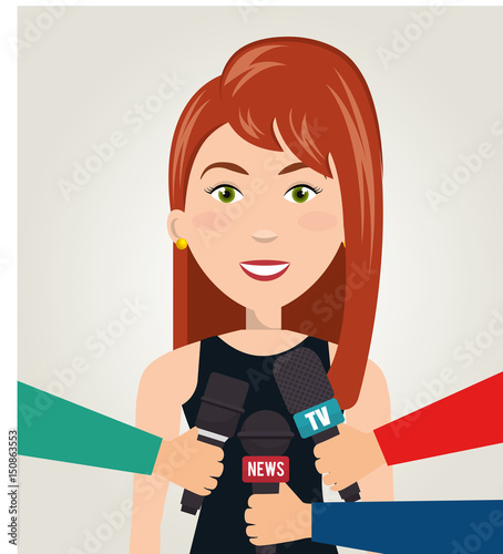 Interview person on news vector illustration design