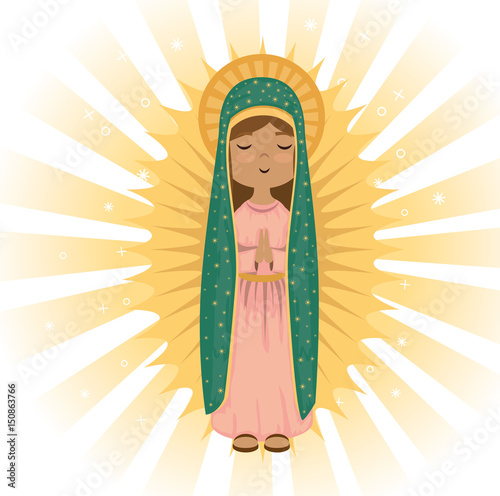 holy virgin of guadalupe religious card vector illustration design