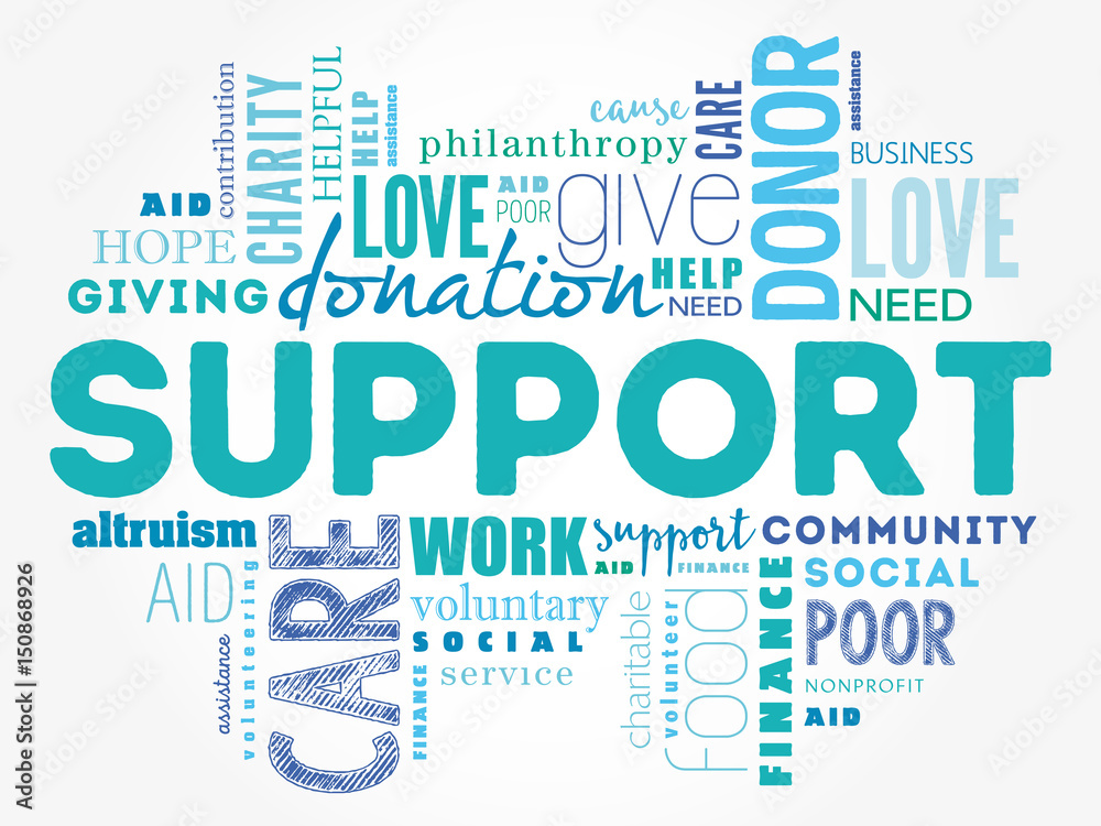 Obraz premium Support word cloud collage, social concept background