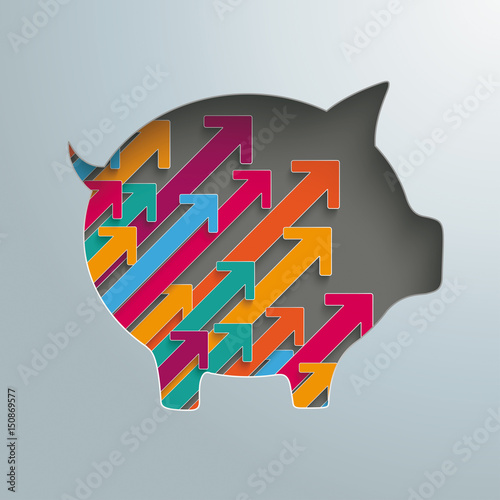Piggy Bank Colored Growth Arrows