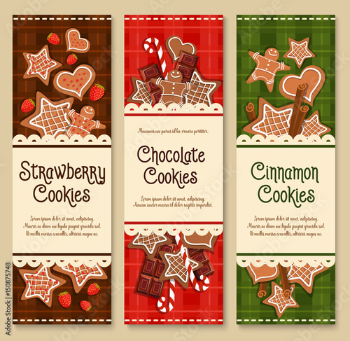 Vector gingerbread cookies and biscuits banners