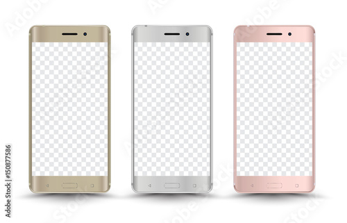 Smartphone mockups transparent screen.