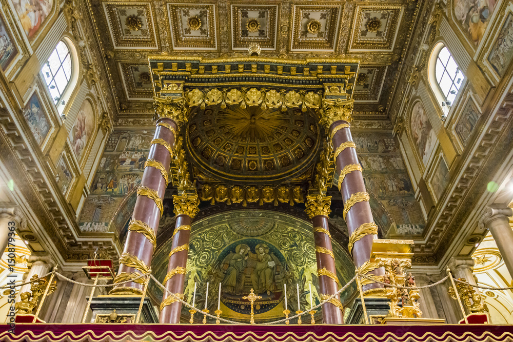 bottom view of the altar in the basilica of Saint Mary Major