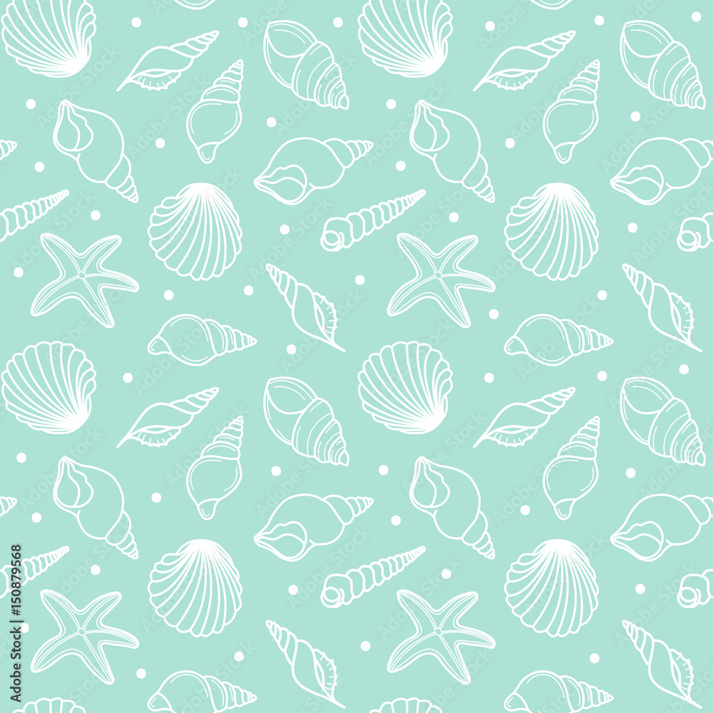 Seamless pattern of seashells. Seamless pattern of seashells.