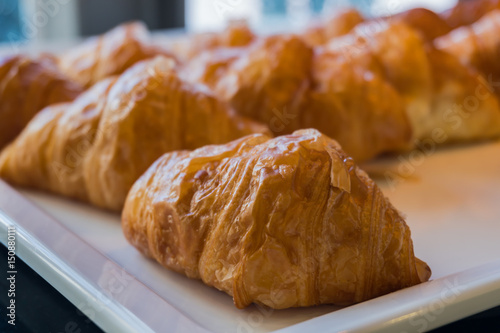 close up of croissant on  salver