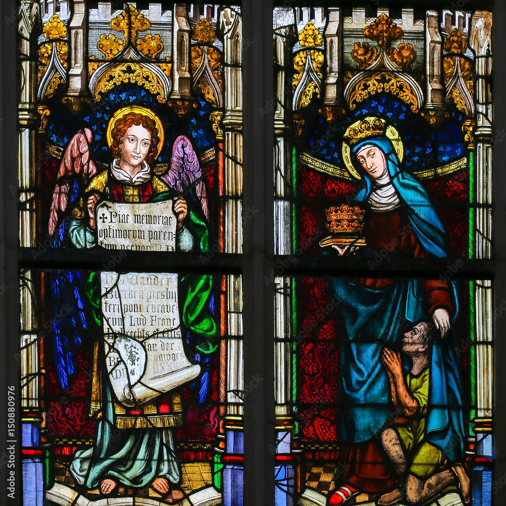 Fototapeta premium Stained Glass - Angel, Saint Elizabeth of Hungary