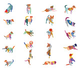Set of vector colorful terrier dogs