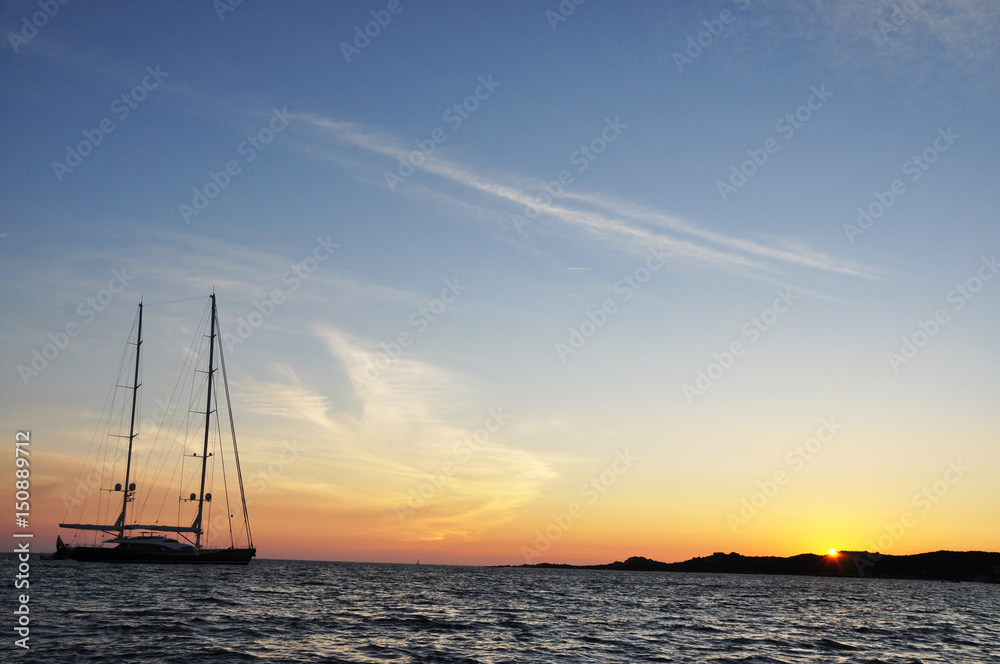 sailing boat sunset