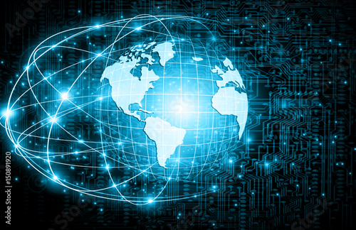 Best Internet Concept of global business. Globe, glowing lines on technological background. Wi-Fi, rays, symbols Internet, 3D illustration