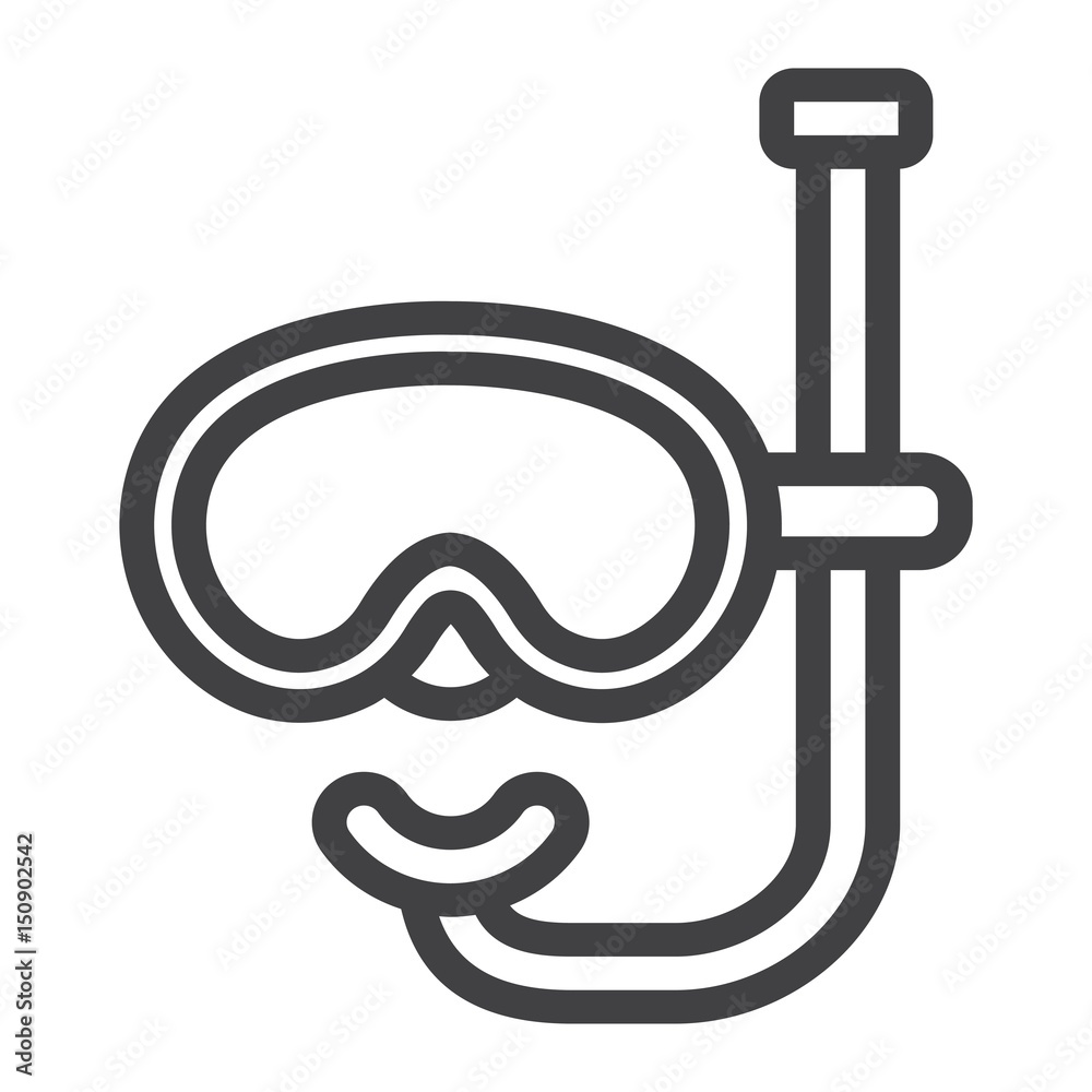 Obraz premium Diving mask line icon, Travel and tourism, snorkeling vector graphics, a linear pattern on a white background, eps 10.