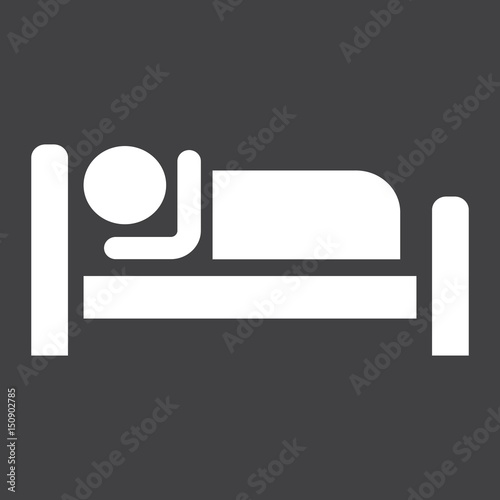 Person in bed and Hotel solid icon, Travel and tourism, motel vector graphics, a linear pattern on a black background, eps 10.