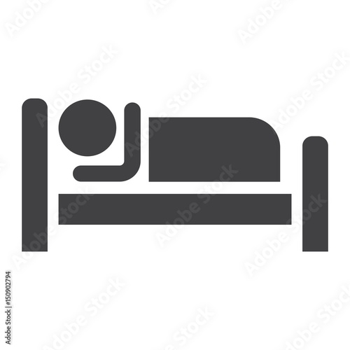 Person in bed and Hotel solid icon, Travel and tourism, motel vector graphics, a linear pattern on a white background, eps 10.