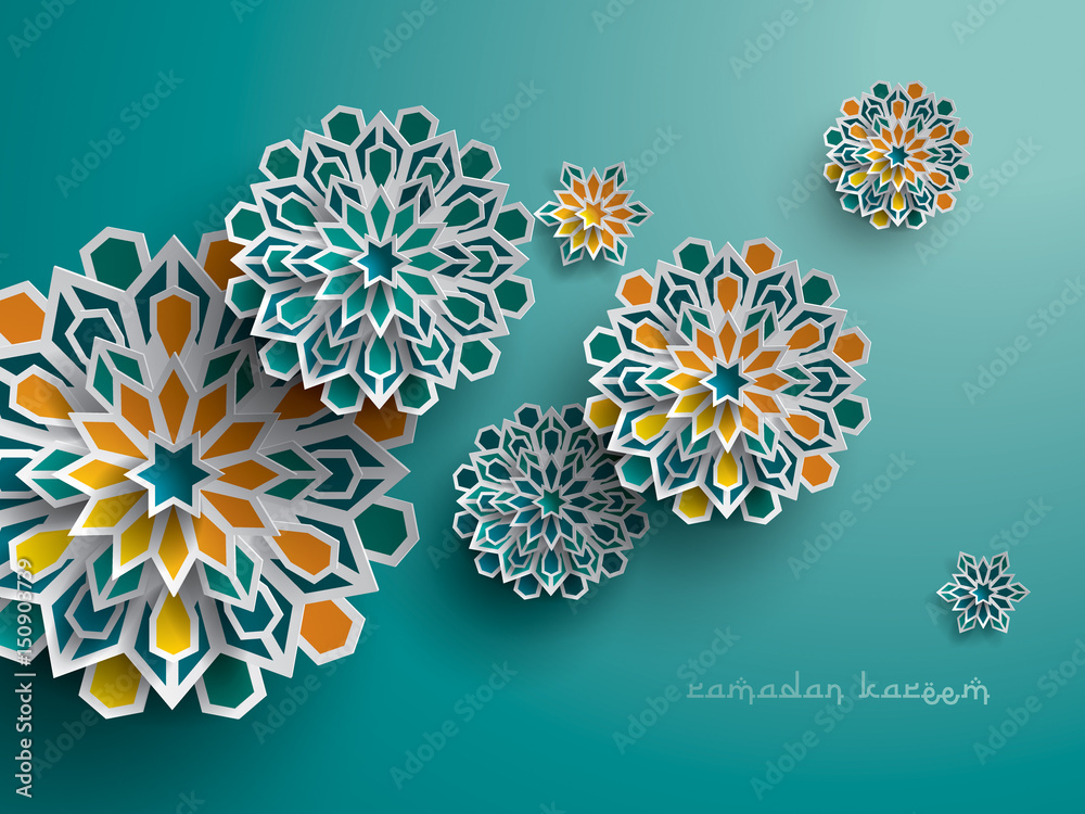 Paper graphic of islamic geometric art. Islamic decoration. Ramadan