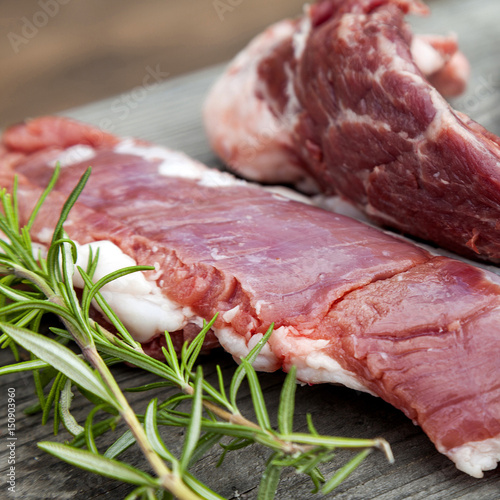 Iberian pork meat  raw - Secreto y Pluma iberico, Spanish food