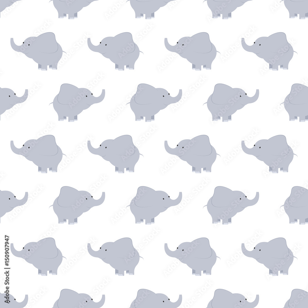 Fototapeta premium Pattern of blue and grey elephants. Background with elephants. Children s pattern. Background of cute elephants.