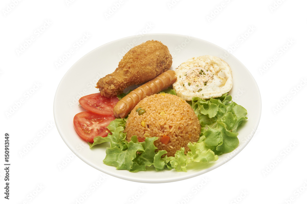 Isolated and clipping path of fried rice set. Isolated and clipping path of fried rice set.