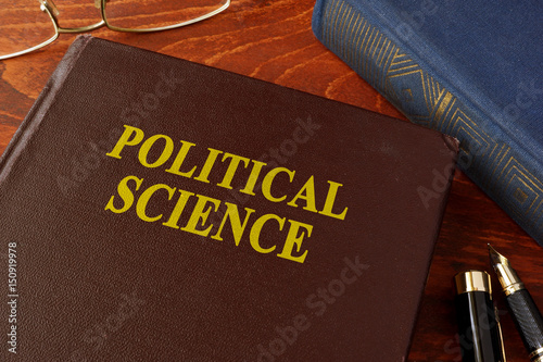 Fotografi Book with title political science in an office.