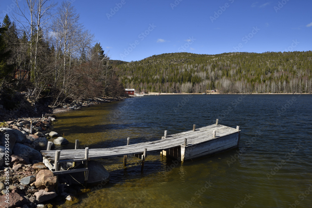 Wooden jetty at the Baltic sea shore