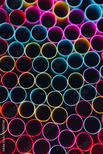 Macro image of pastel colored straws