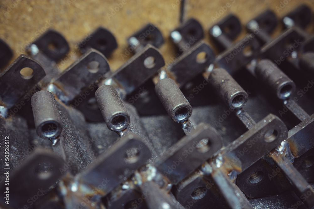 Small steel parts ready for assembly Stock Photo Adobe Stock