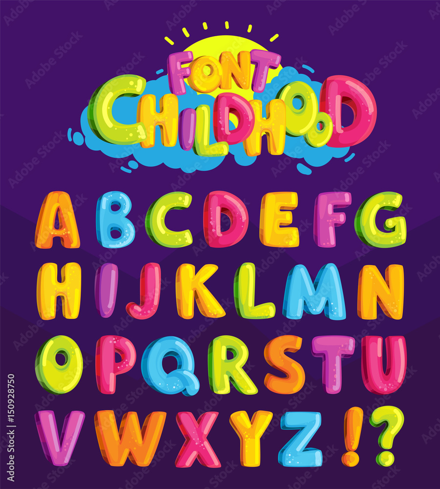Children's font in the cartoon style of Children's font in the cartoon style of