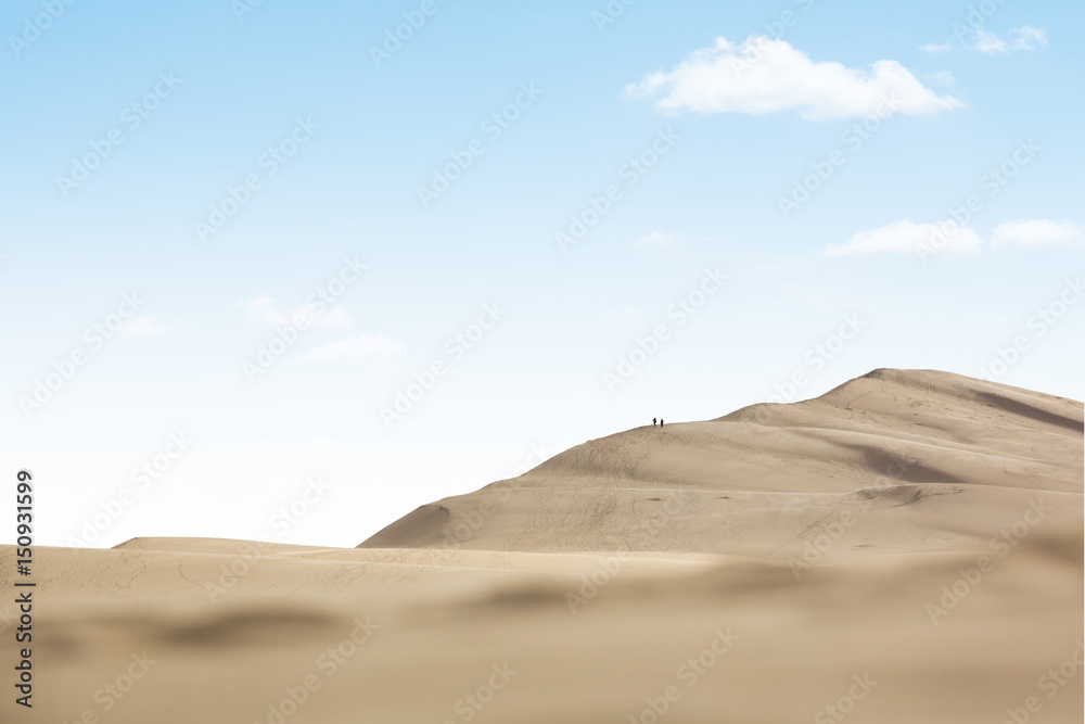 désert sable dune ciel bleu chaleur réchauffement marcher paysage