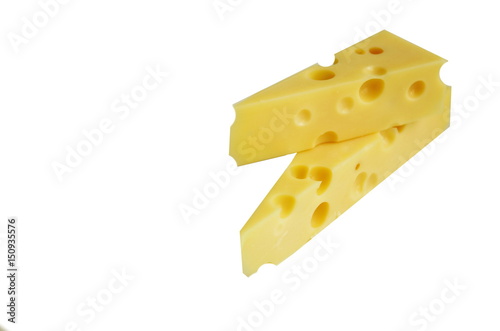 pieces of cheese isolated on white background