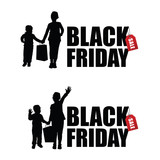 children silhouette with black friday and sale tag illustration