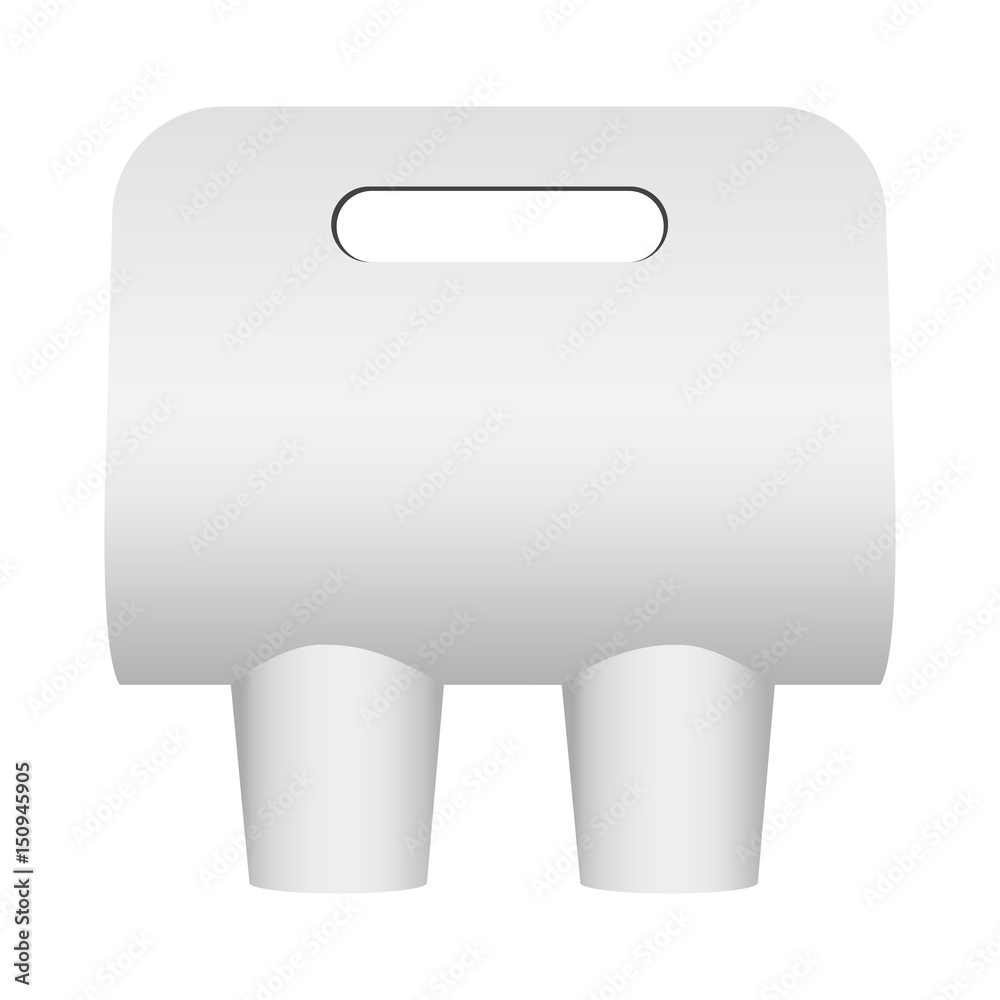 Paper coffee cup carrier mockup. Cup holder isolated on white