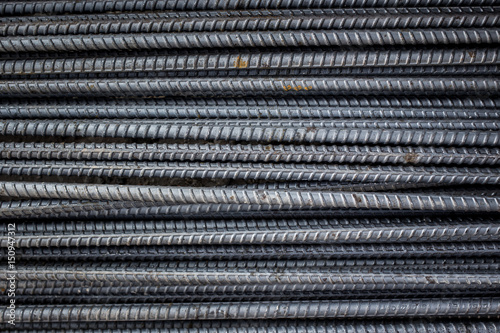 Roll of steel rods close up background.