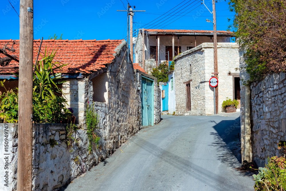 A street in the village of Laneia. Limassol District, Cyprus
