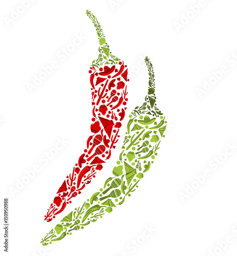 Mexican traditional attributes in chili peppers