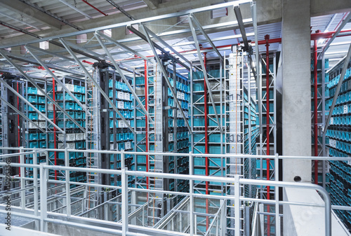 Modern automatized high rack warehouse photo