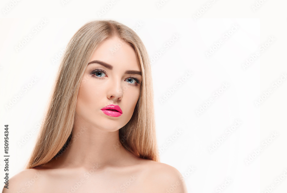 Fototapeta premium Beautiful Blonde Girl. Healthy Long Hair