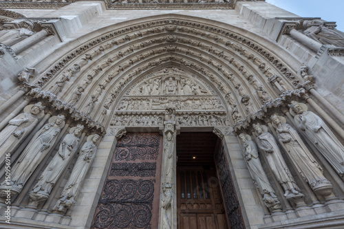 Tympanum of the Notre Dame in Paris  France  World Heritage