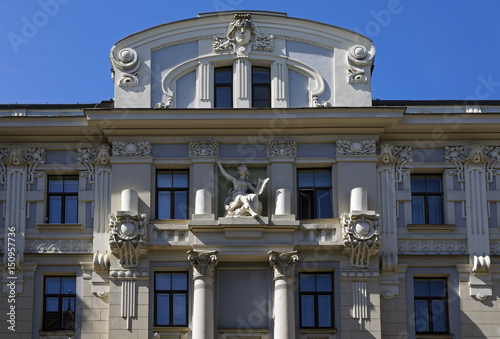 Riga, Vilandes 1, a house in the style of decorative Art Nouveau decor elements