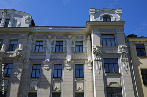 Riga, Vilandes 1, a house in the style of decorative Art Nouveau decor elements