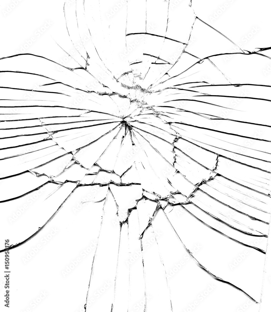 Fototapeta premium Detail of the shattered glass - cracks and shards