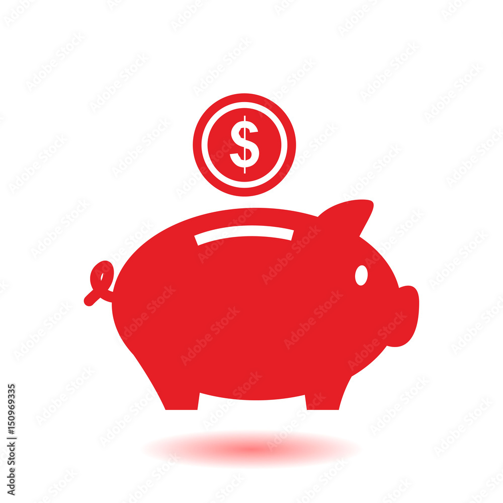 Piggy bank icon. Pictograph of moneybox. Flat design. Piggy bank icon. Pictograph of moneybox. Flat design.